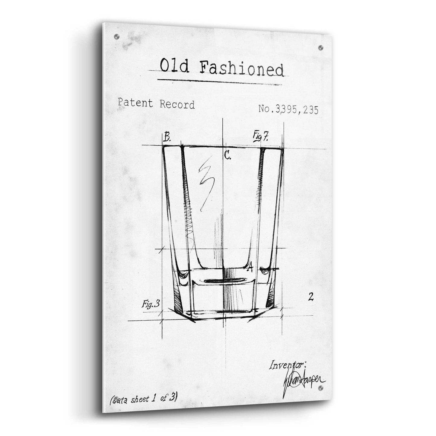 Epic Art 'Barware Blueprint I' by Ethan Harper, Acrylic Glass Wall Art,24x36