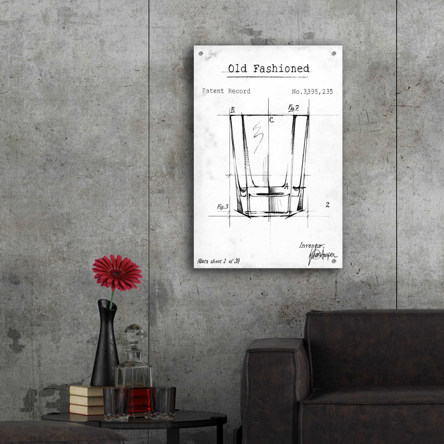 Epic Art 'Barware Blueprint I' by Ethan Harper, Acrylic Glass Wall Art,24x36