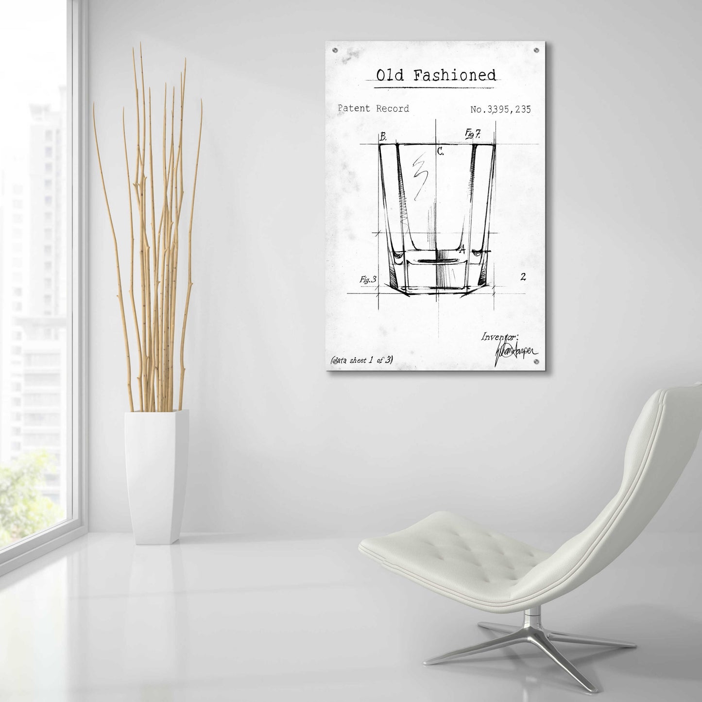 Epic Art 'Barware Blueprint I' by Ethan Harper, Acrylic Glass Wall Art,24x36