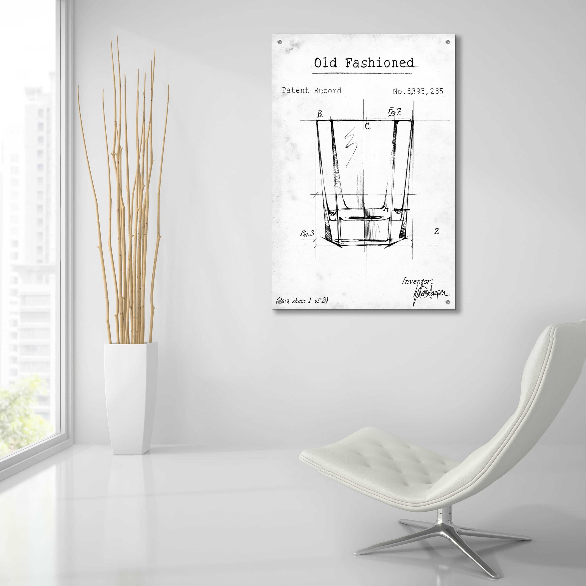 Epic Art 'Barware Blueprint I' by Ethan Harper, Acrylic Glass Wall Art,24x36