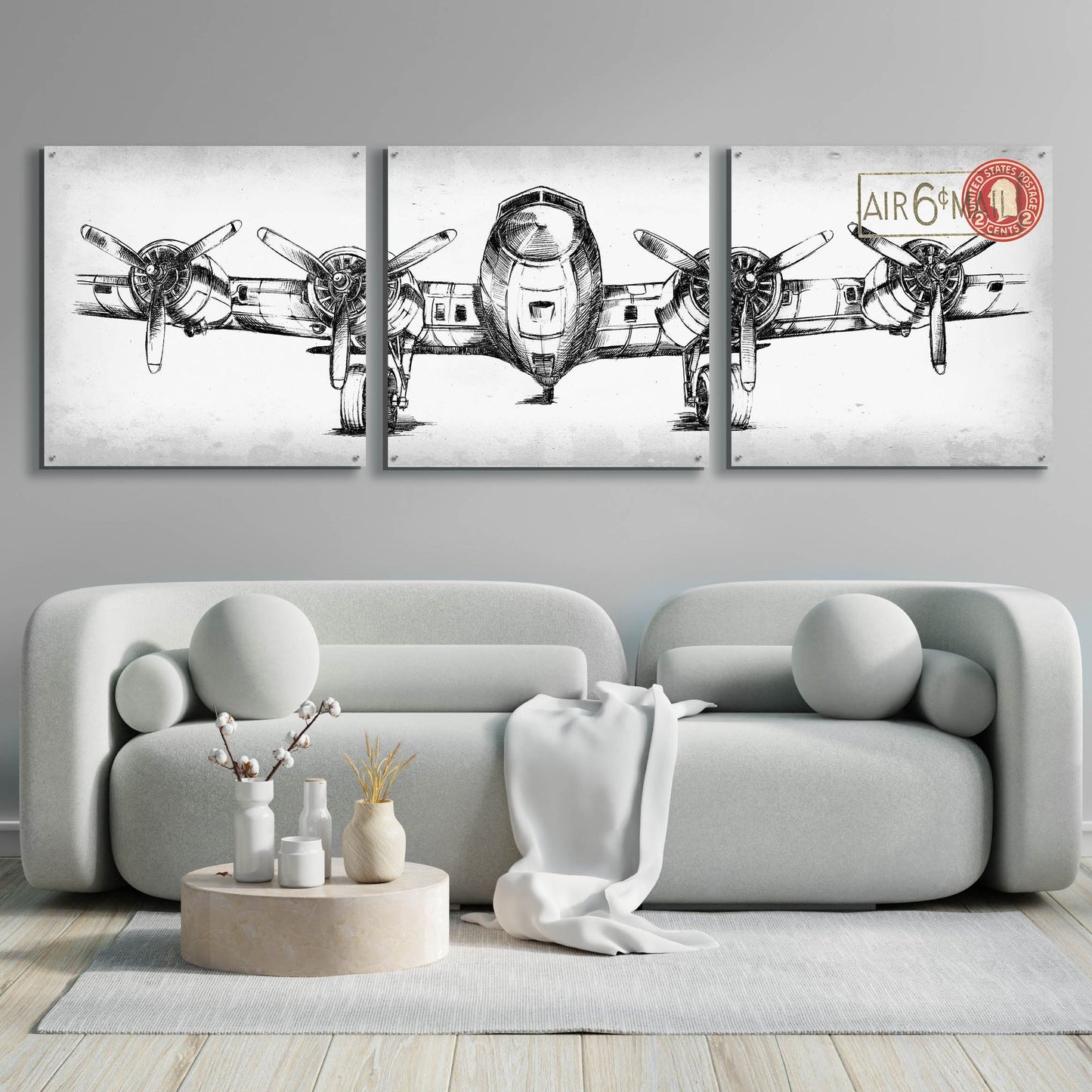 Epic Art 'Inverted Aeronautic Collection F' by Ethan Harper, Acrylic Glass Wall Art, 3 Piece Set,108x36