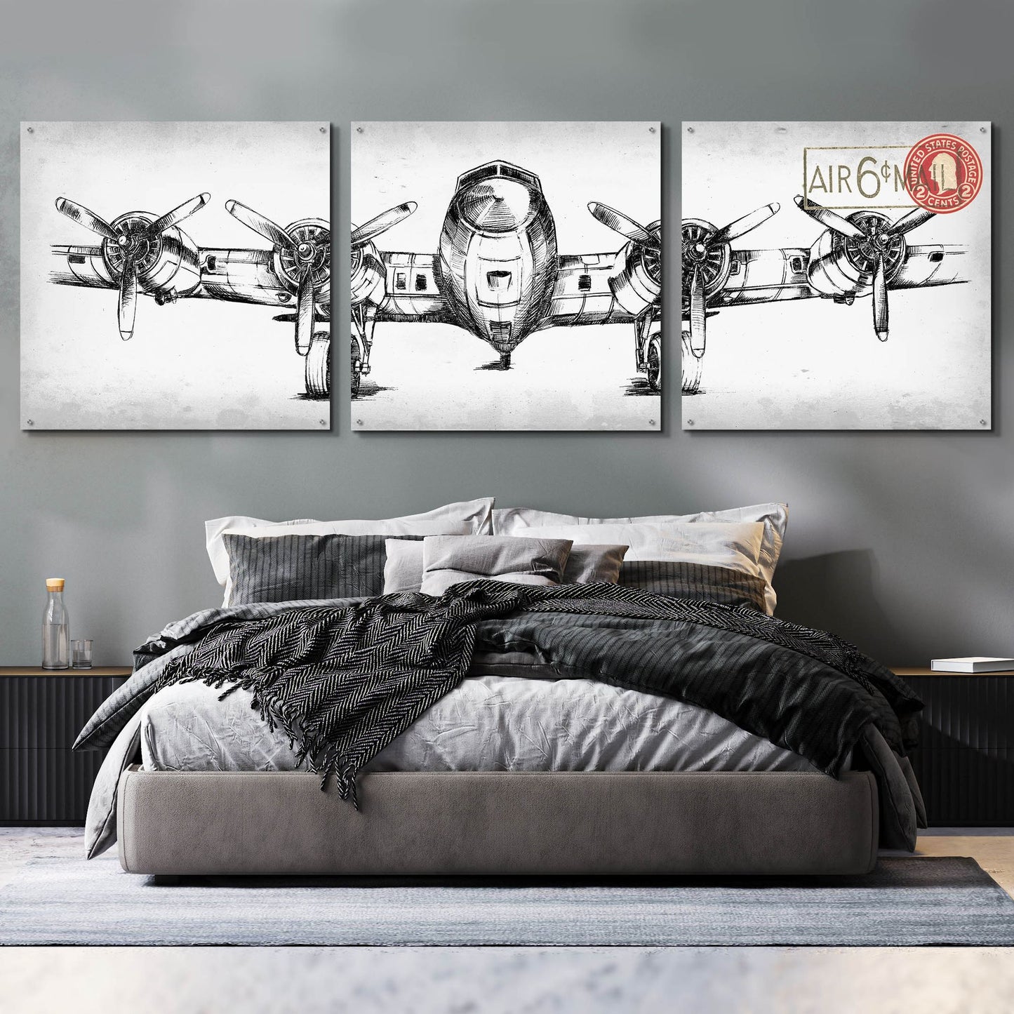 Epic Art 'Inverted Aeronautic Collection F' by Ethan Harper, Acrylic Glass Wall Art, 3 Piece Set,108x36