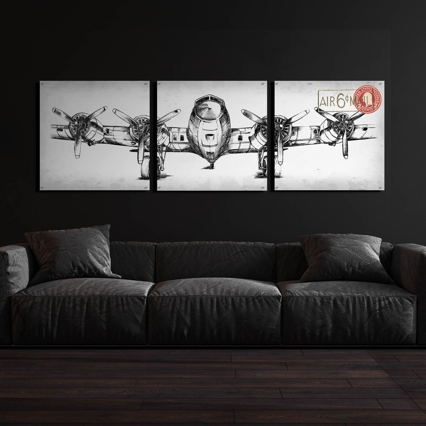 Epic Art 'Inverted Aeronautic Collection F' by Ethan Harper, Acrylic Glass Wall Art, 3 Piece Set,108x36