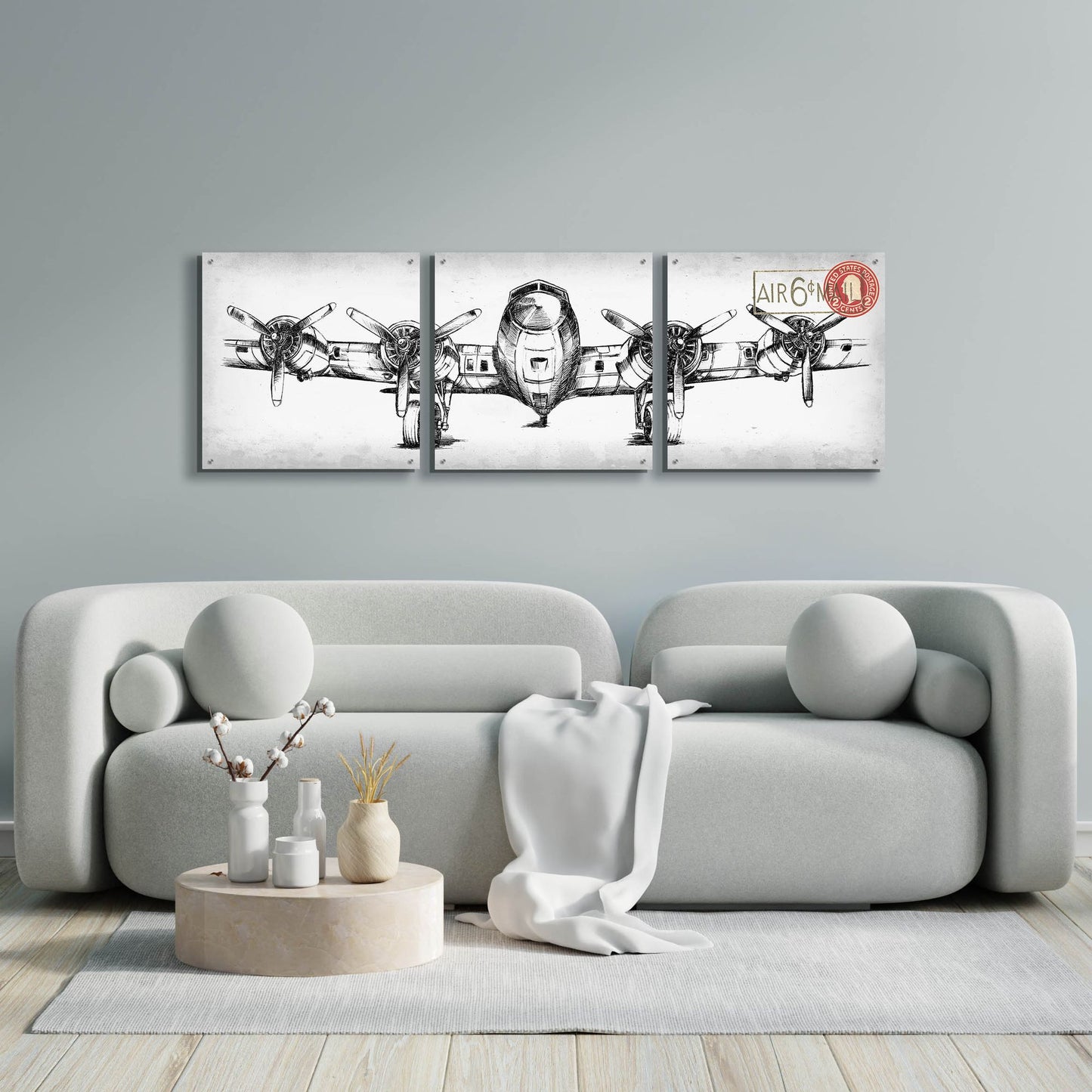 Epic Art 'Inverted Aeronautic Collection F' by Ethan Harper, Acrylic Glass Wall Art, 3 Piece Set,72x24