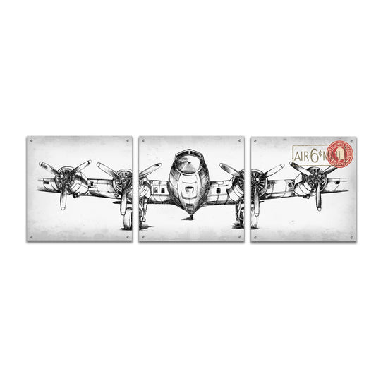 Epic Art 'Inverted Aeronautic Collection F' by Ethan Harper, Acrylic Glass Wall Art, 3 Piece Set