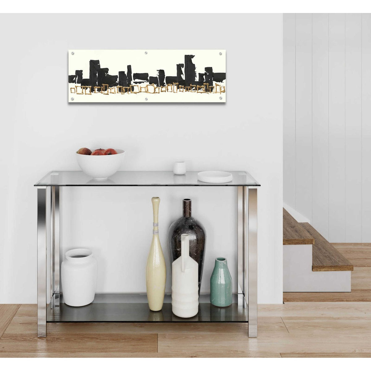 Gilded Boxes I by Chris Paschke - 36x12 acrylic wall art in a room