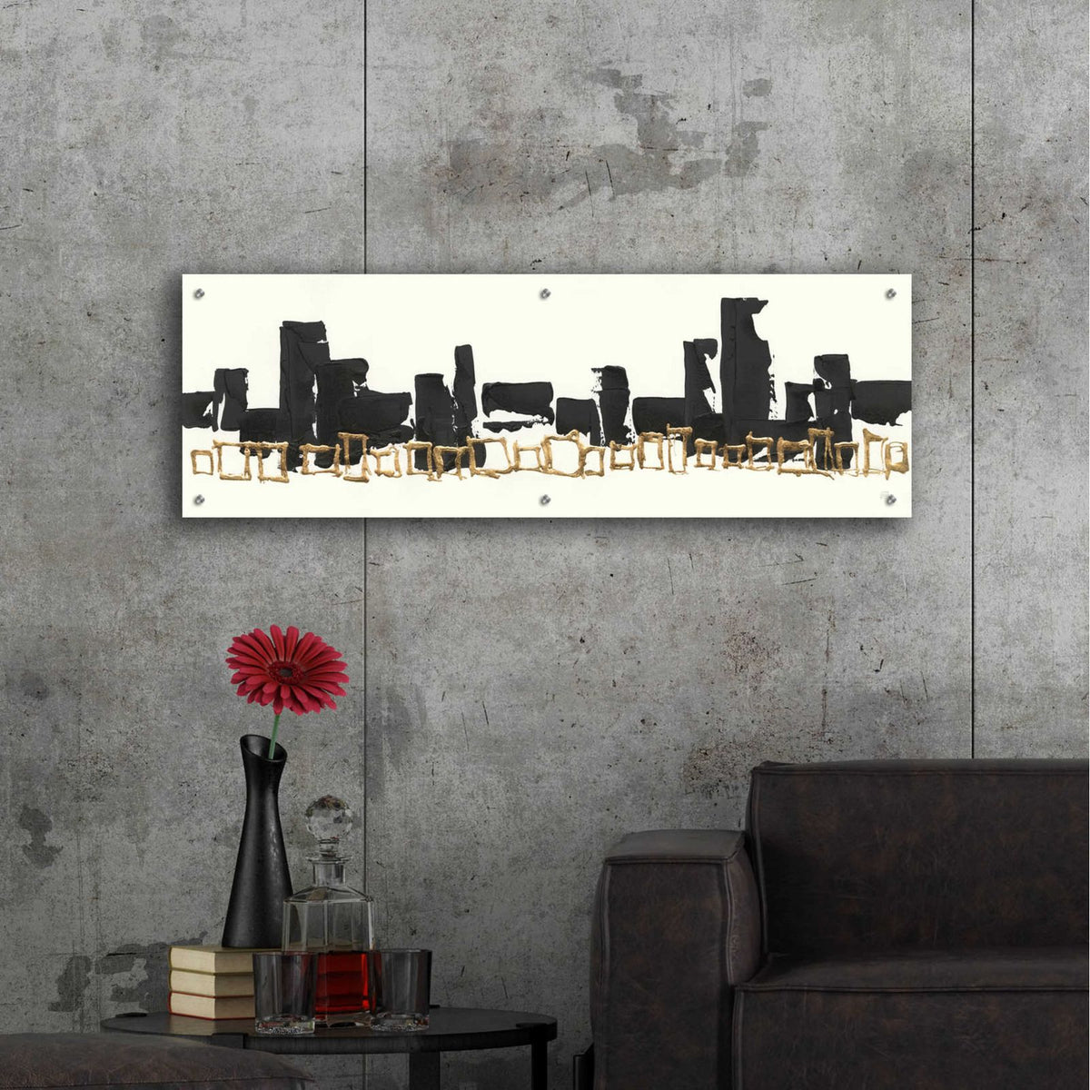 Gilded Boxes I by Chris Paschke - 48x16 acrylic wall art in a room