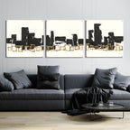 Gilded Boxes I by Chris Paschke - 108x36 acrylic wall art in a room