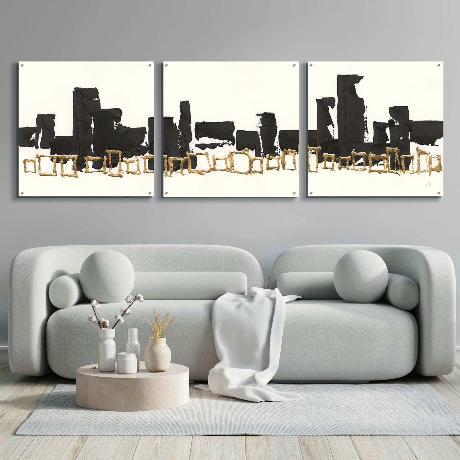 Epic Art 'Gilded Boxes I' by Chris Paschke, 3 Piece Set,108x36