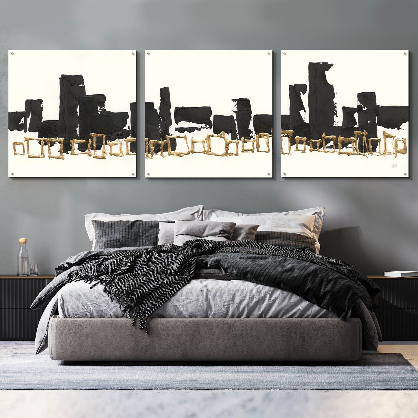 Epic Art 'Gilded Boxes I' by Chris Paschke, 3 Piece Set,108x36