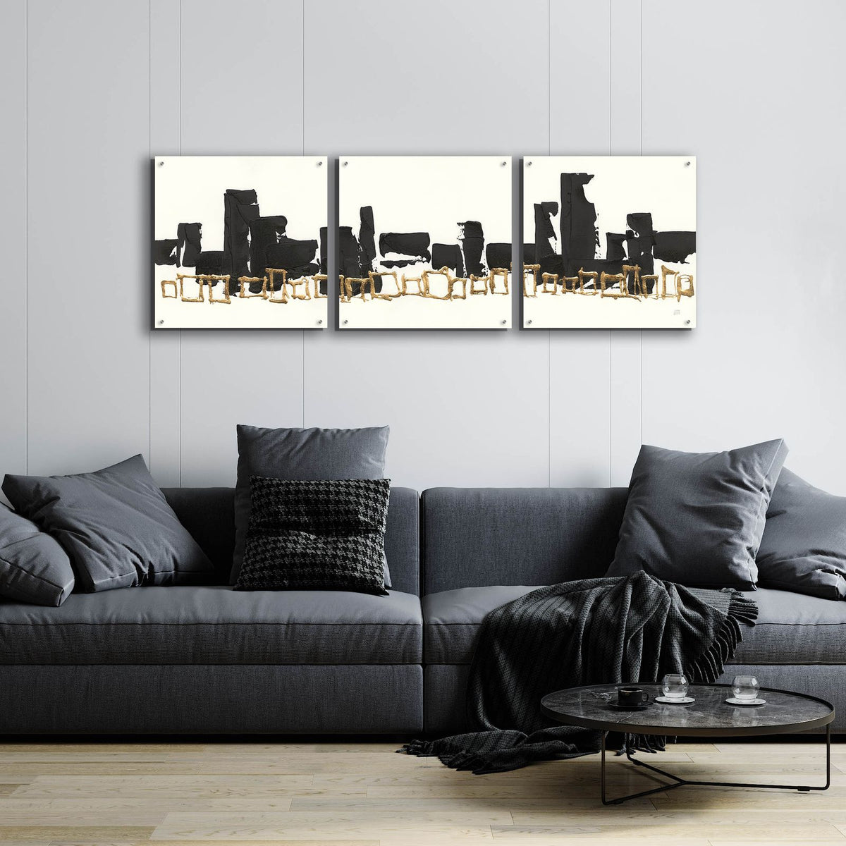 Gilded Boxes I by Chris Paschke - 72x24 acrylic wall art in a room