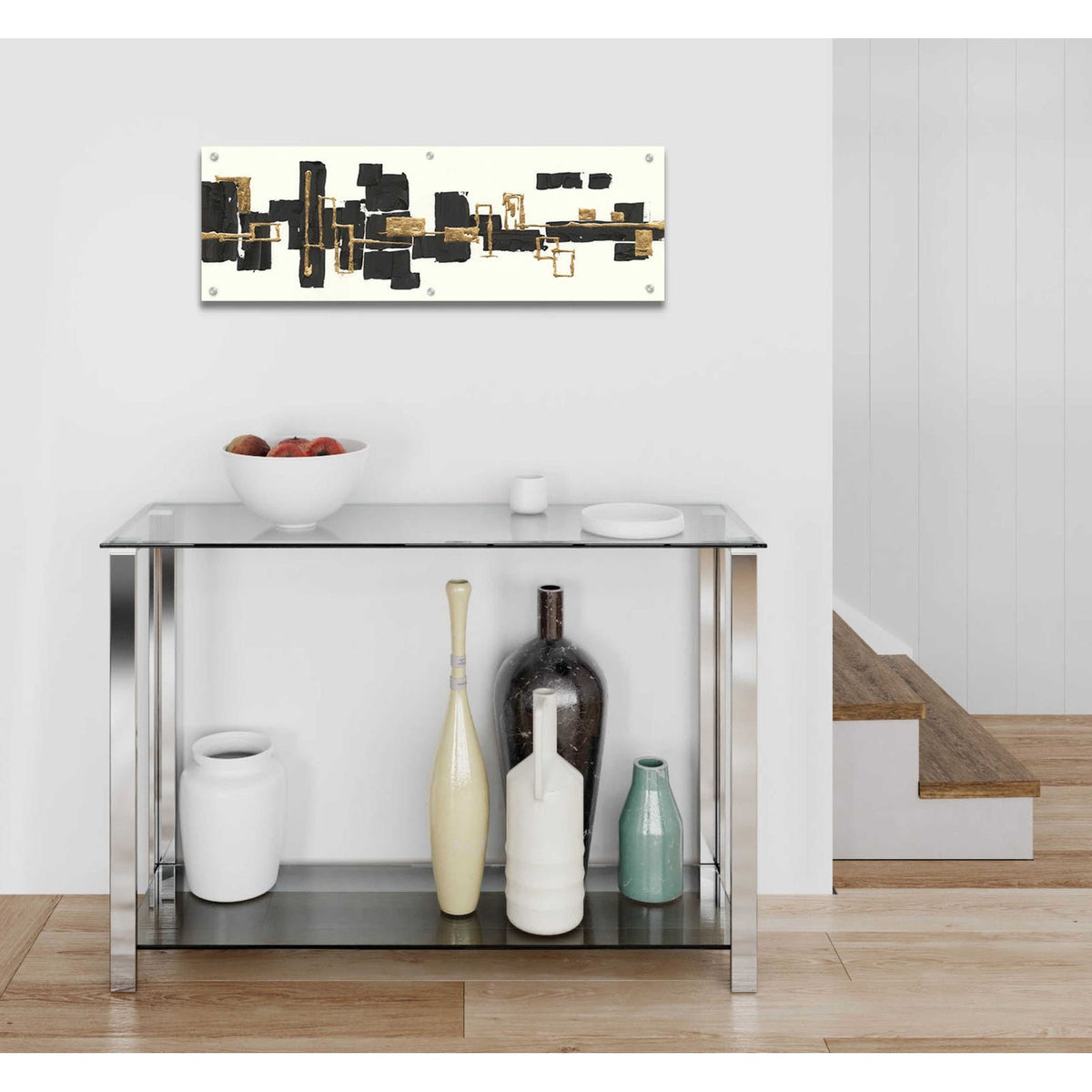 Gilded Boxes III by Chris Paschke - 36x12 acrylic wall art in a room