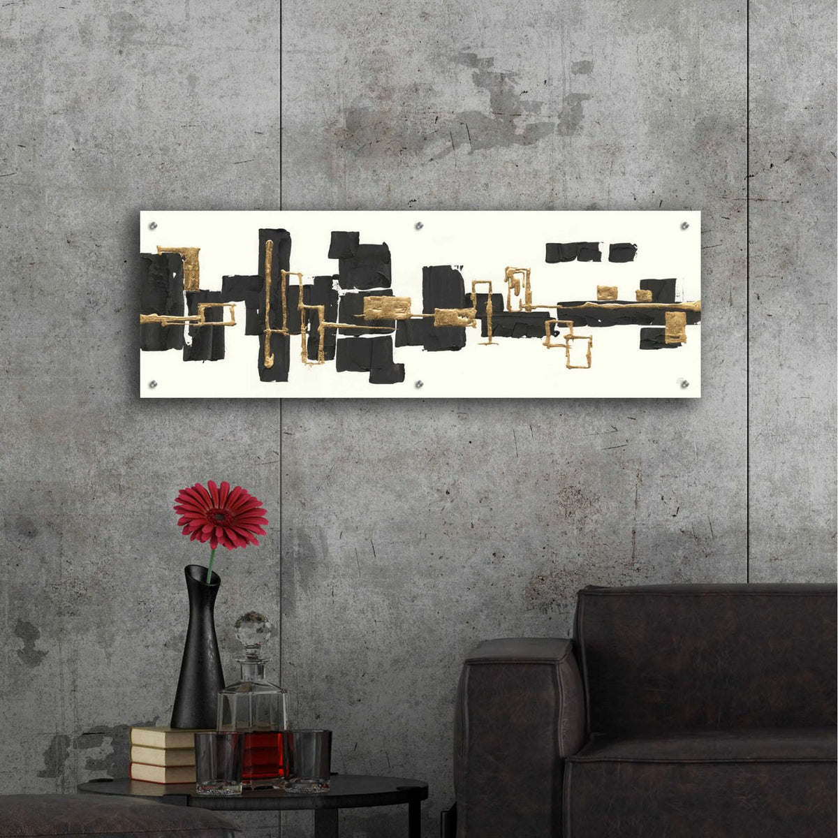 Gilded Boxes III by Chris Paschke - 48x16 acrylic wall art in a room