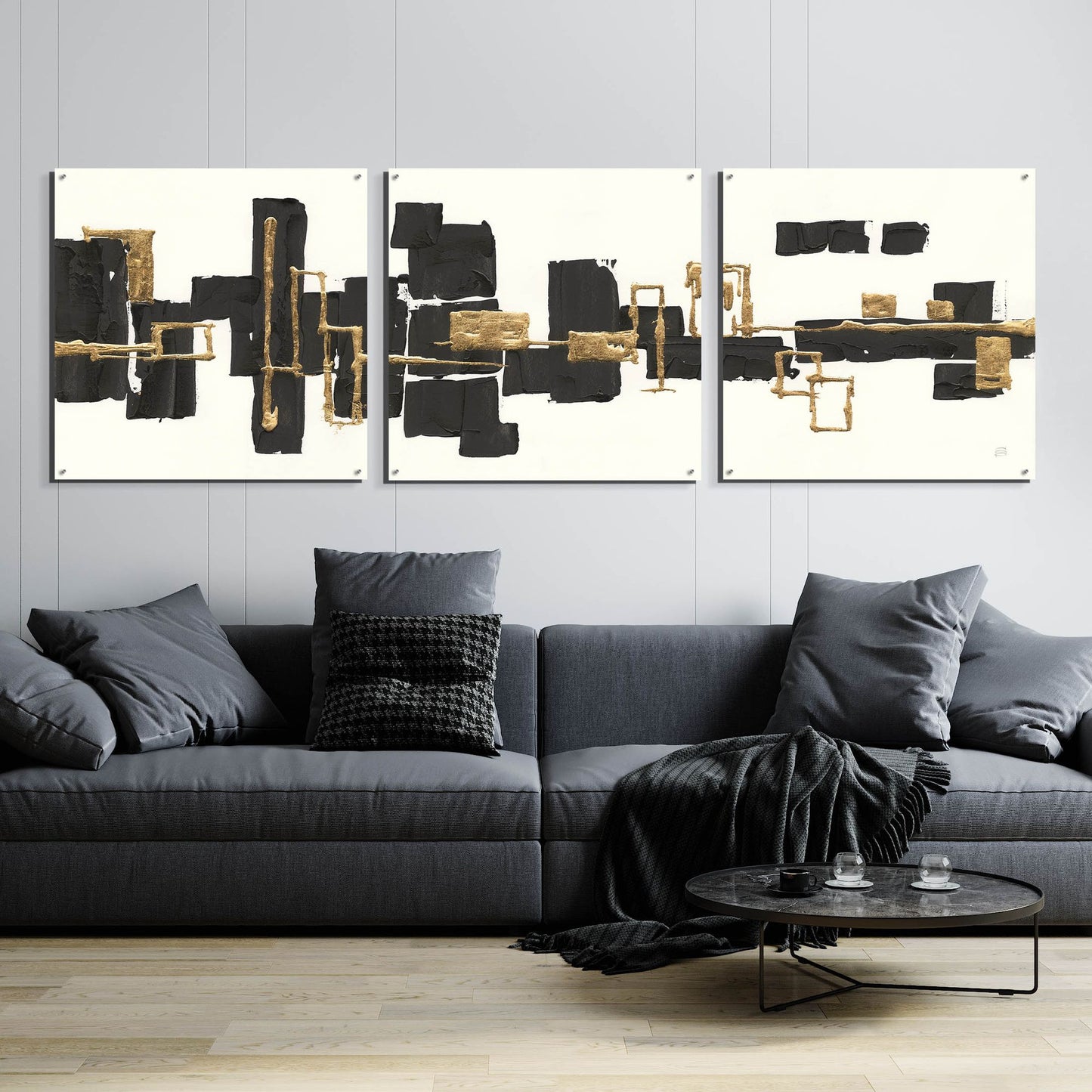 Epic Art 'Gilded Boxes III' by Chris Paschke, 3 Piece Set,108x36