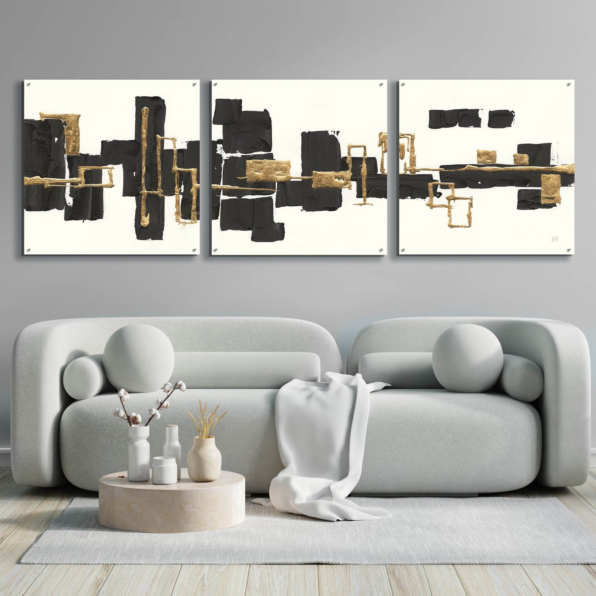 Epic Art 'Gilded Boxes III' by Chris Paschke, 3 Piece Set,108x36