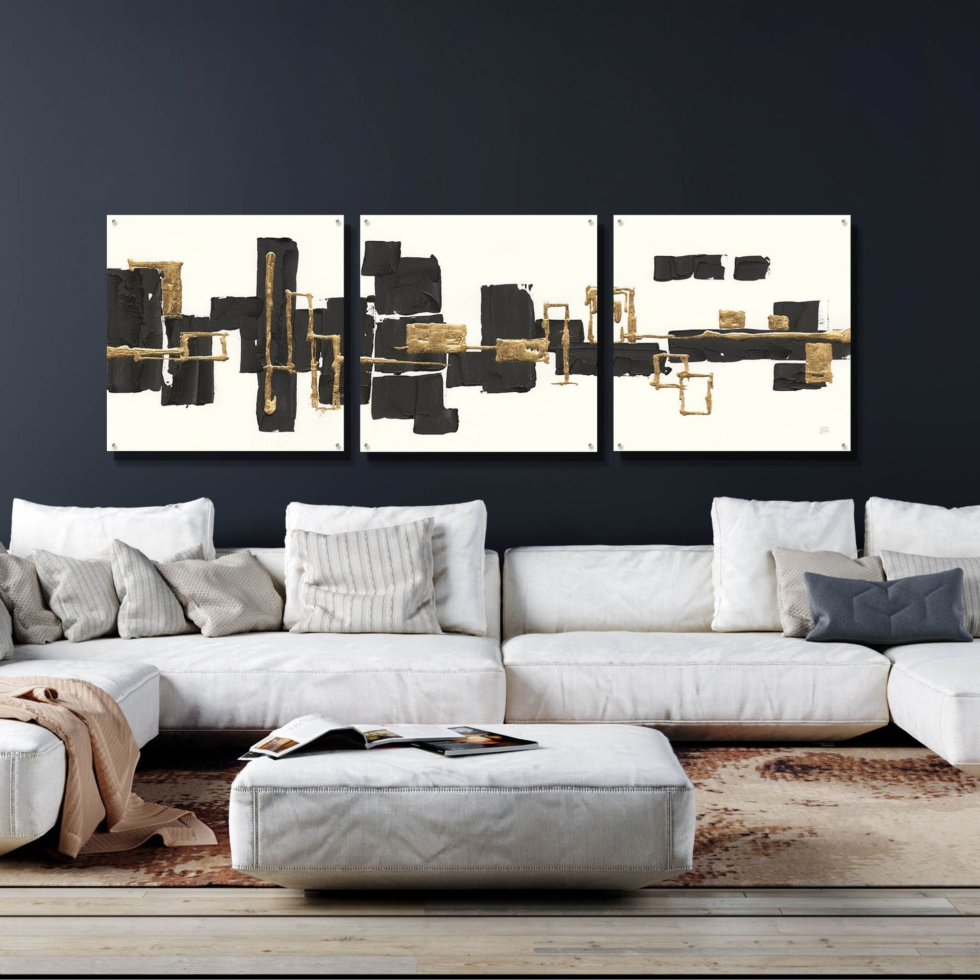 Epic Art 'Gilded Boxes III' by Chris Paschke, 3 Piece Set,108x36