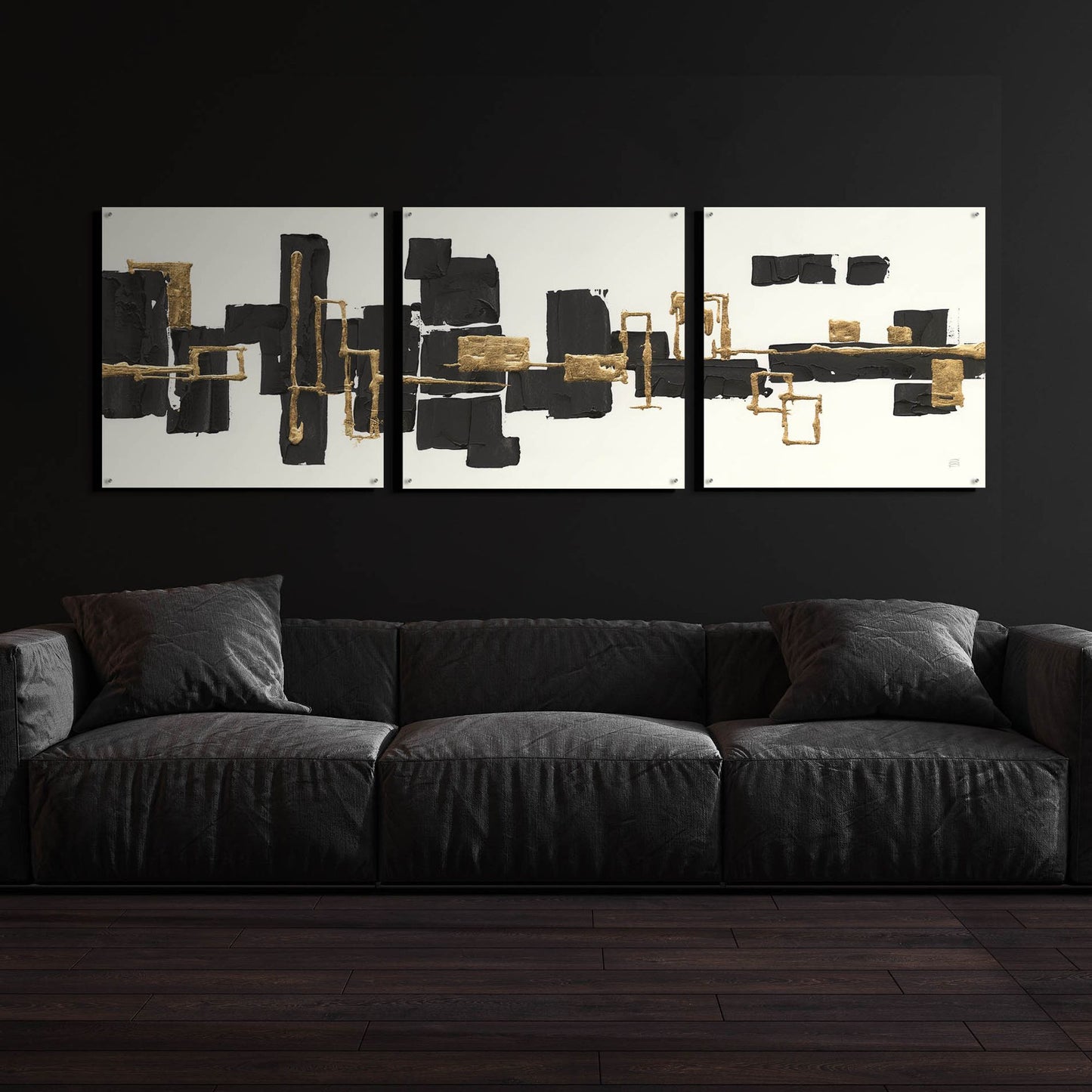 Epic Art 'Gilded Boxes III' by Chris Paschke, 3 Piece Set,108x36