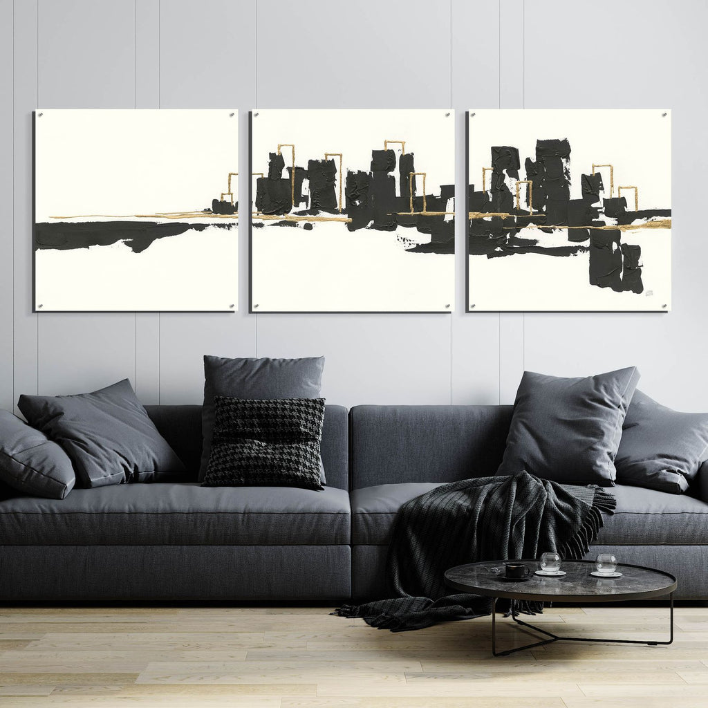 Gilded City I by Chris Paschke - 108x36 acrylic wall art in a room