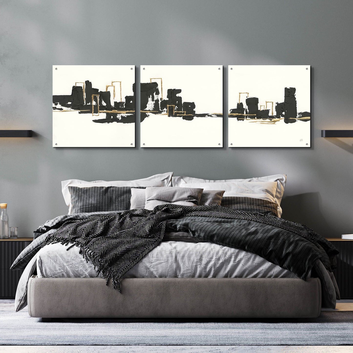 Epic Art 'Gilded City II' by Chris Paschke, 3 Piece Set,72x24