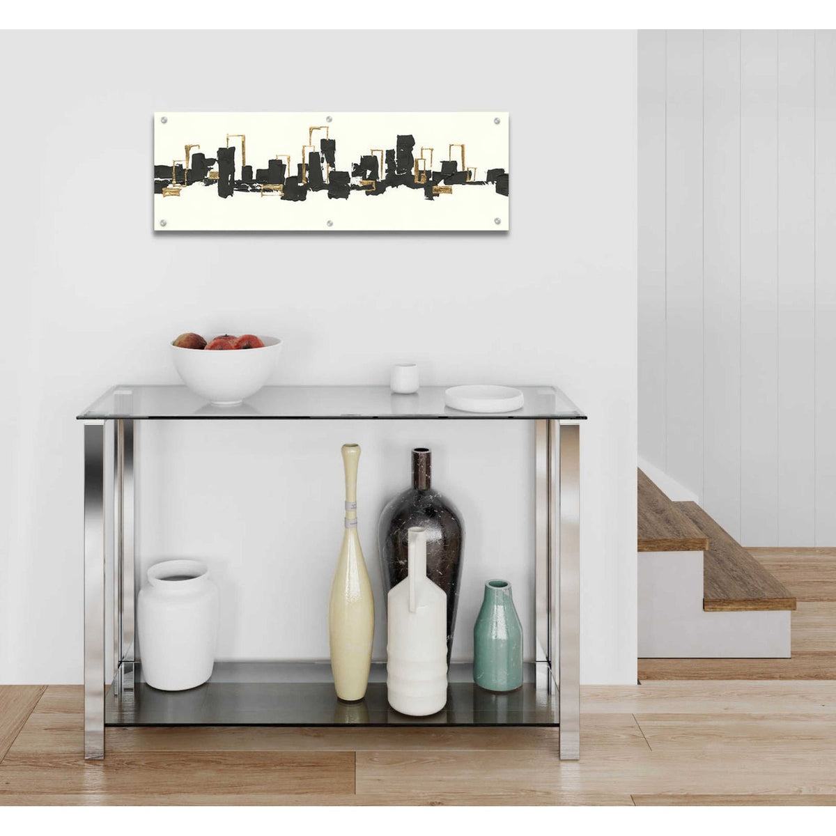Gilded City III by Chris Paschke - 36x12 acrylic wall art in a room