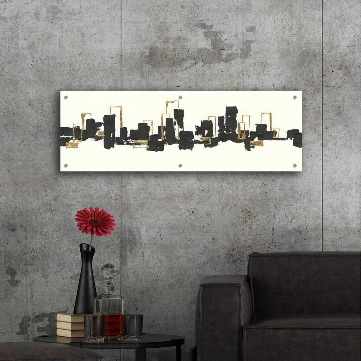Gilded City III by Chris Paschke - 48x16 acrylic wall art in a room