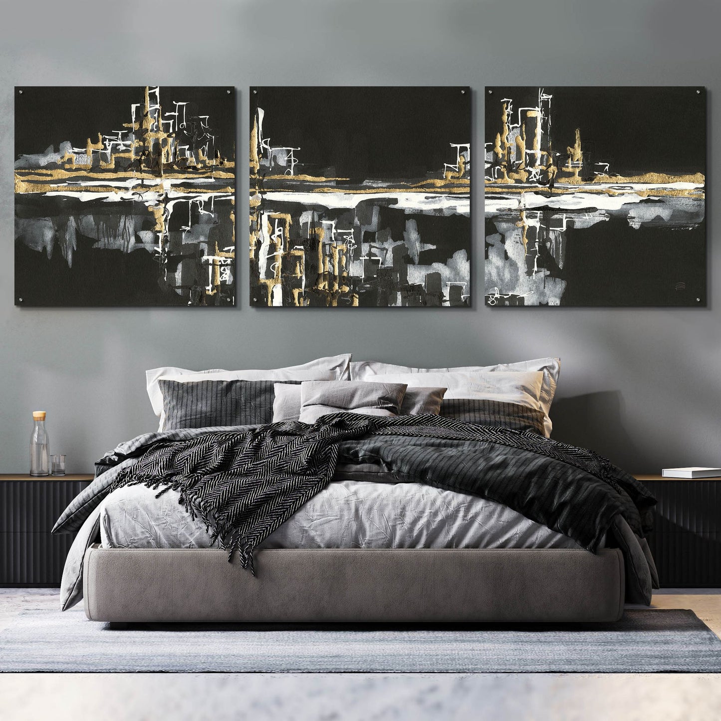 Epic Art 'Urban Gold I' by Chris Paschke, 3 Piece Set,108x36