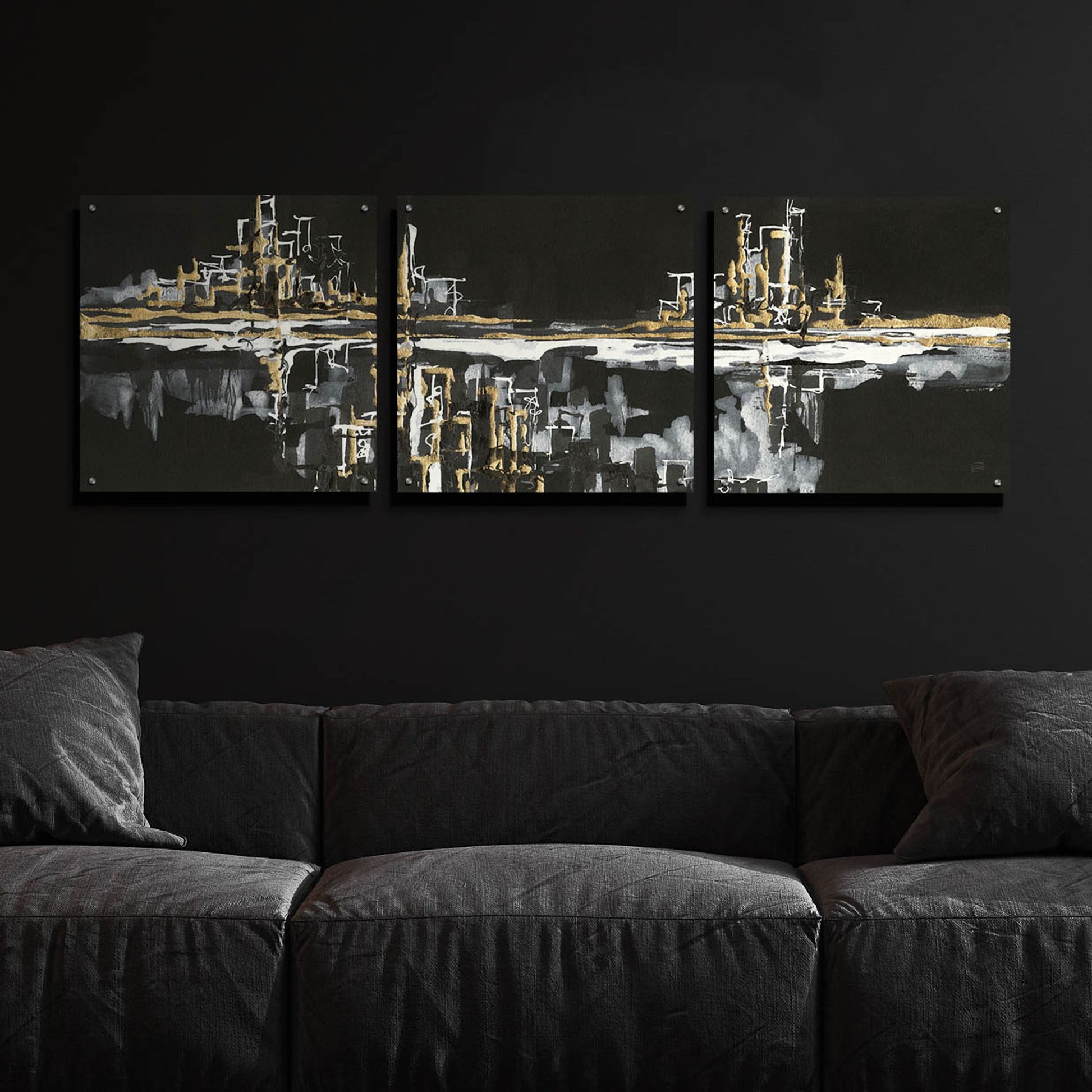 Epic Art 'Urban Gold I' by Chris Paschke, 3 Piece Set,72x24