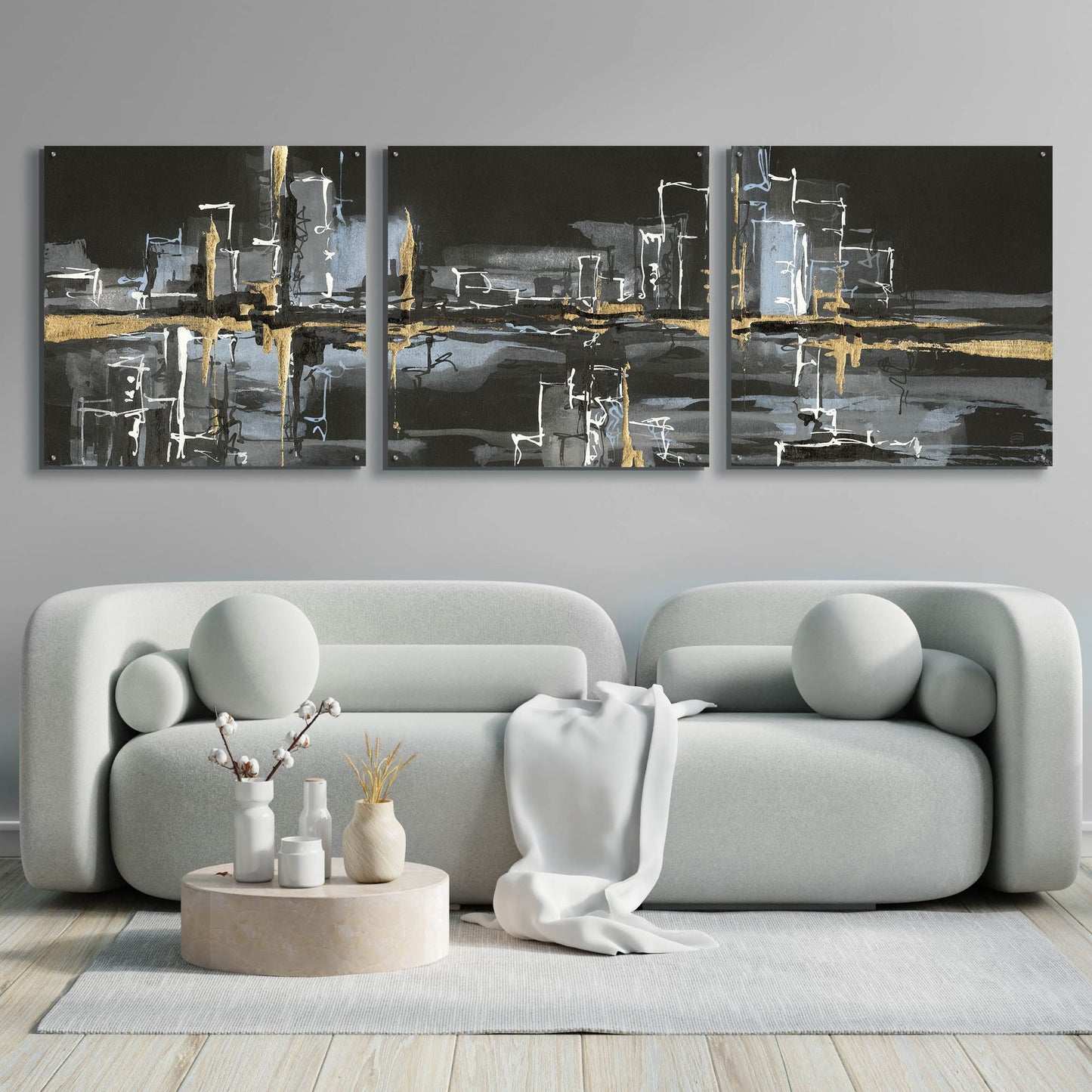 Epic Art 'Urban Gold II' by Chris Paschke, 3 Piece Set,108x36