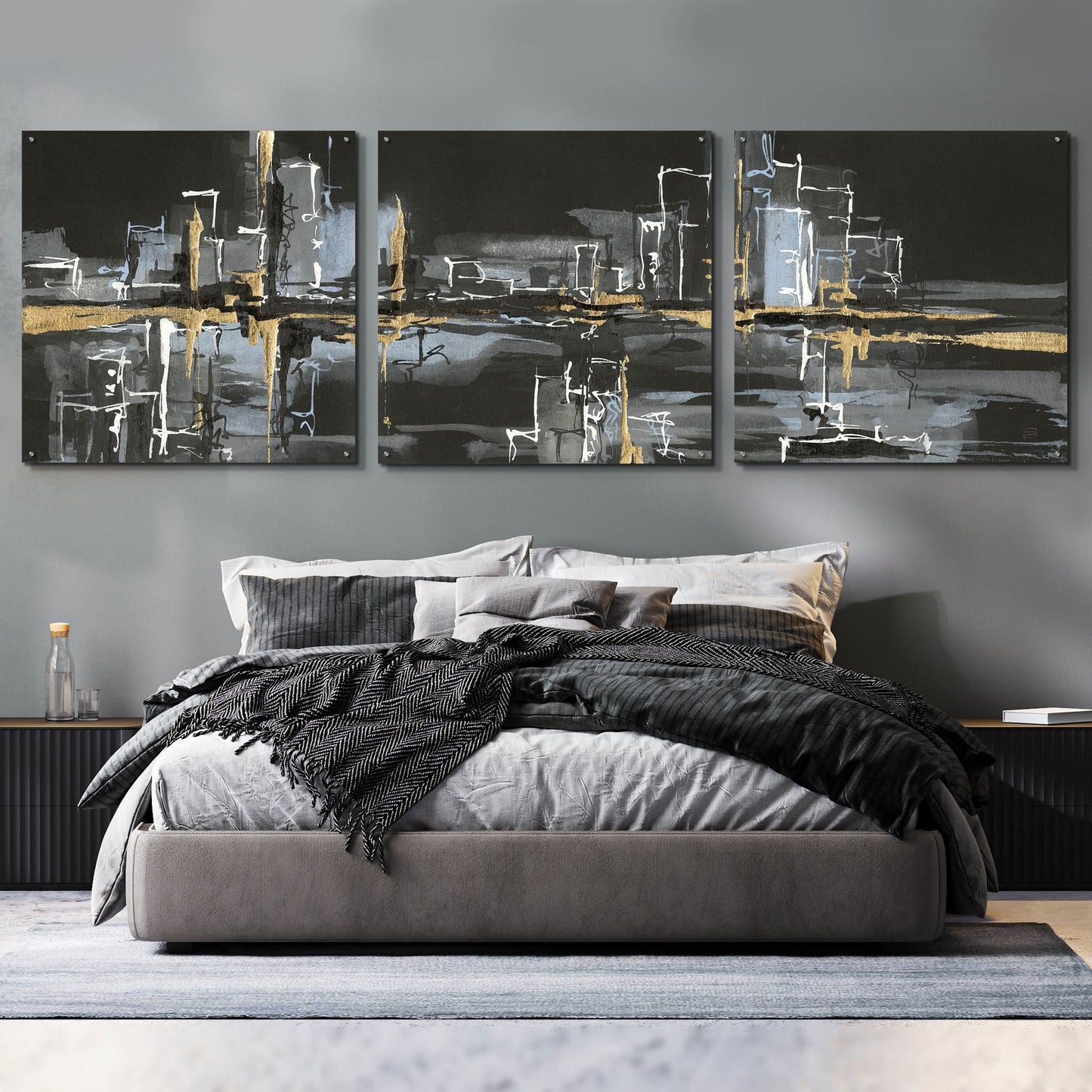 Epic Art 'Urban Gold II' by Chris Paschke, 3 Piece Set,108x36