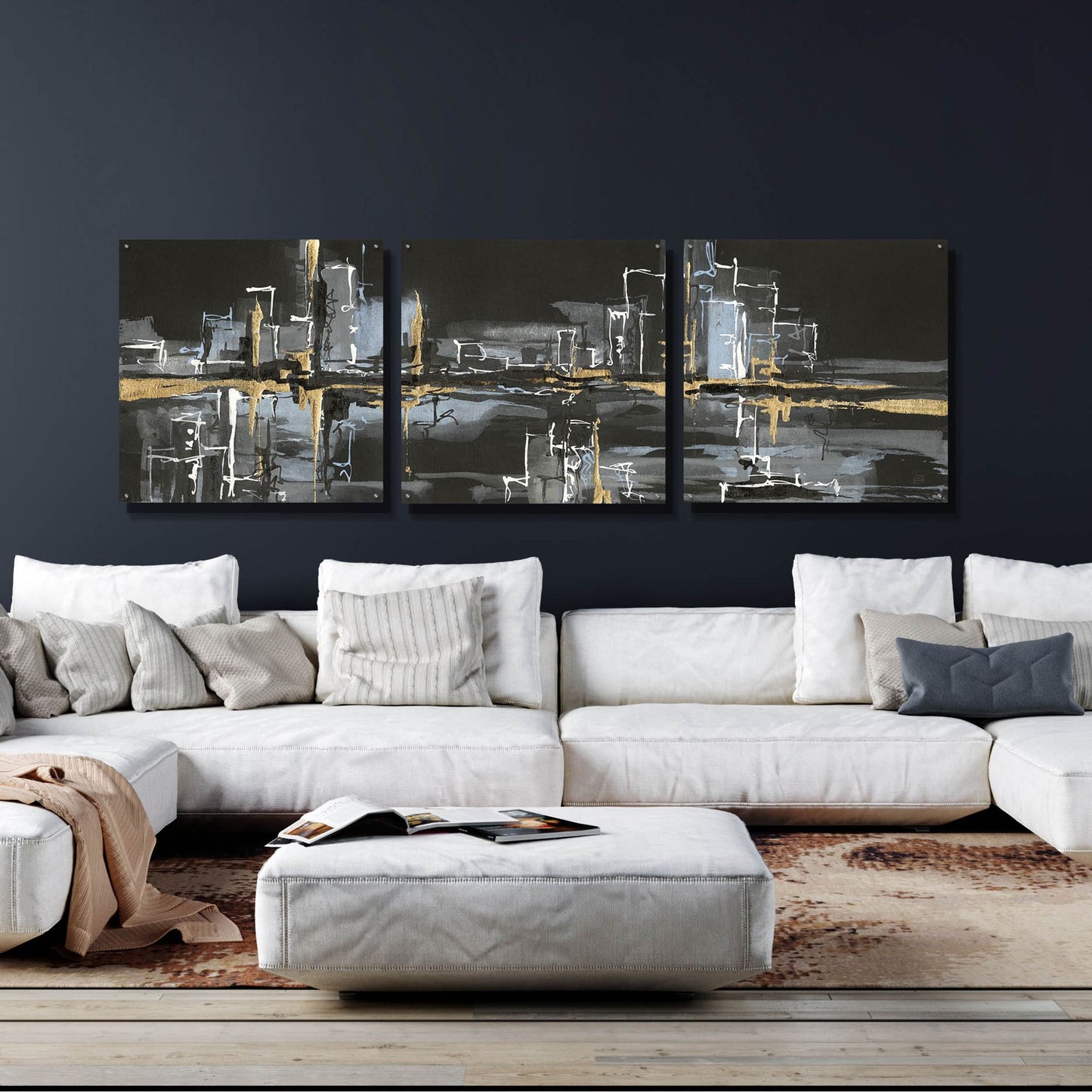 Epic Art 'Urban Gold II' by Chris Paschke, 3 Piece Set,108x36