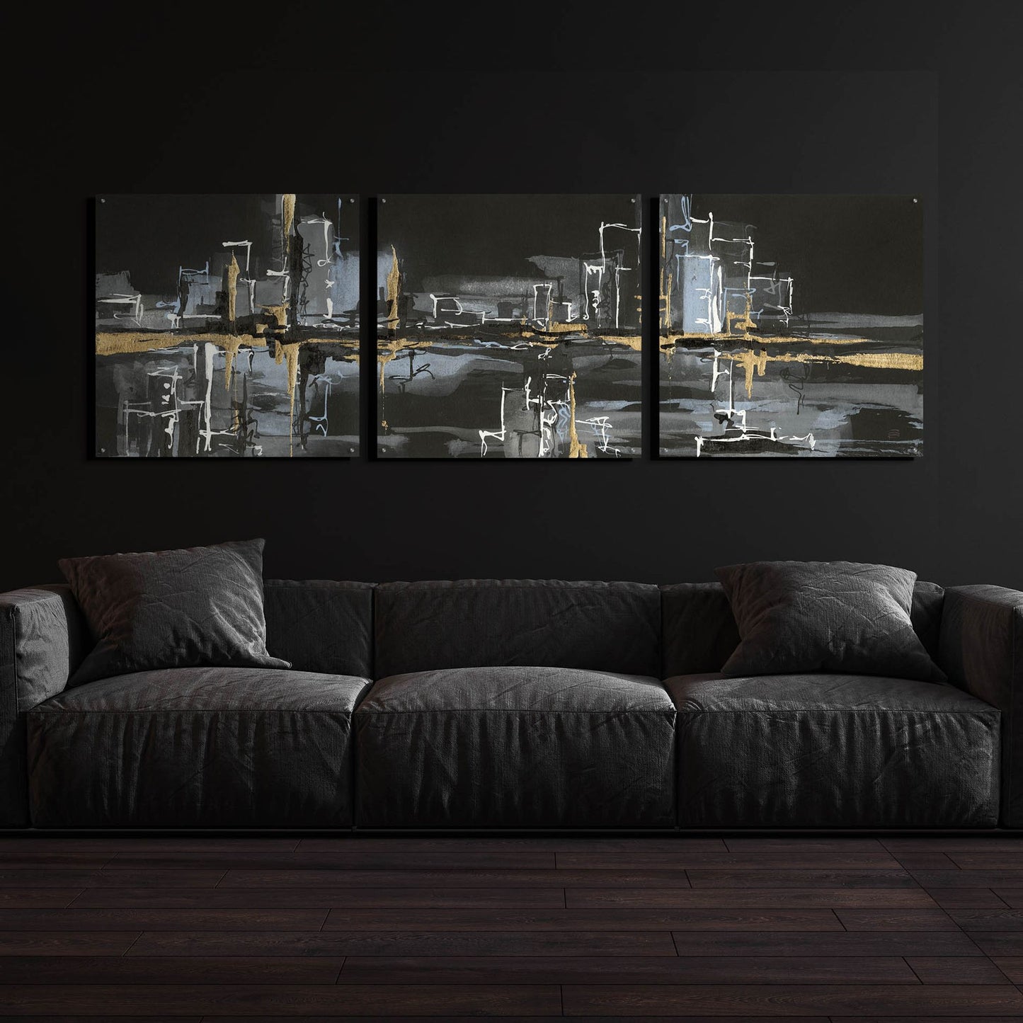 Epic Art 'Urban Gold II' by Chris Paschke, 3 Piece Set,108x36