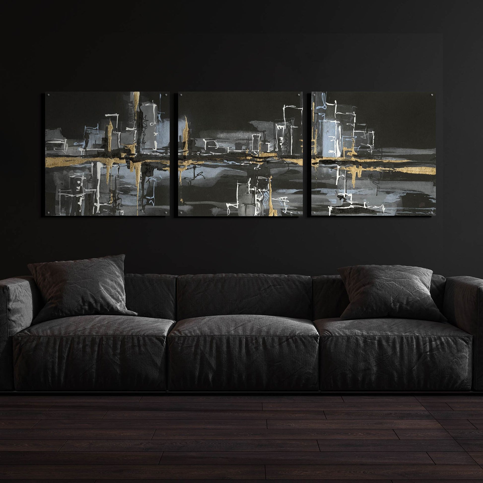 Epic Art 'Urban Gold II' by Chris Paschke, 3 Piece Set,108x36