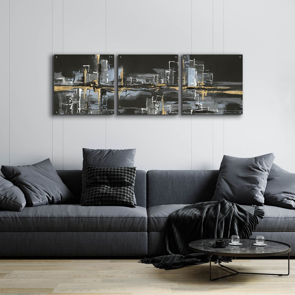Urban Gold II by Chris Paschke - 72x24 acrylic wall art in a room