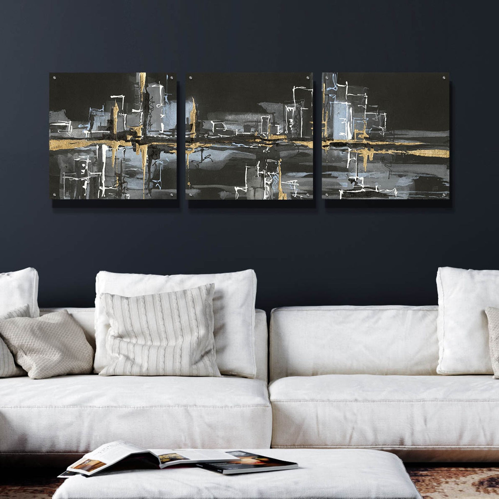 Epic Art 'Urban Gold II' by Chris Paschke, 3 Piece Set,72x24