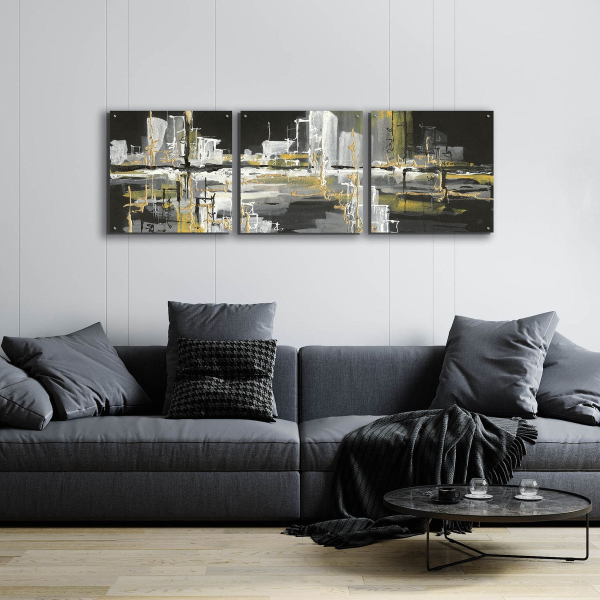 Urban Gold III by Chris Paschke - 72x24 acrylic wall art in a room