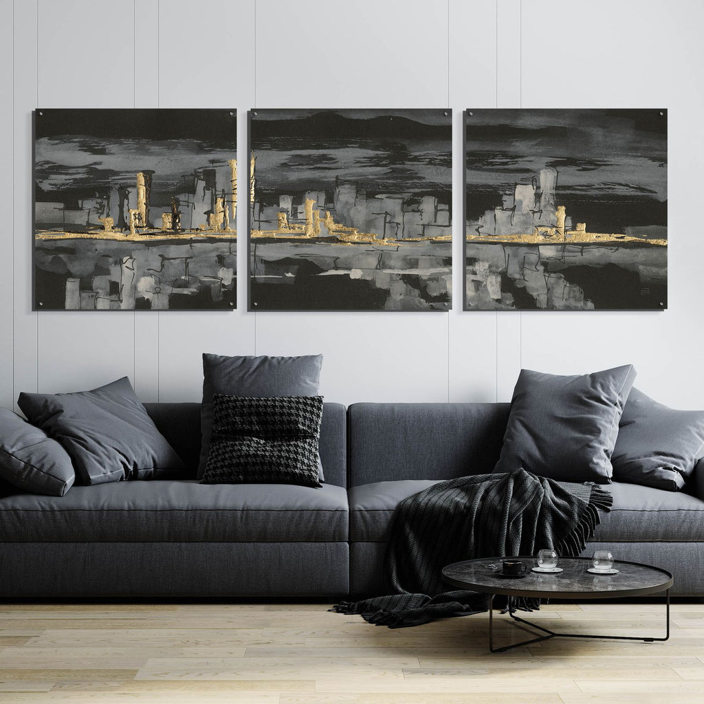 Urban Gold IV by Chris Paschke - 108x36 acrylic wall art in a room