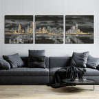 Urban Gold IV by Chris Paschke - 108x36 acrylic wall art in a room