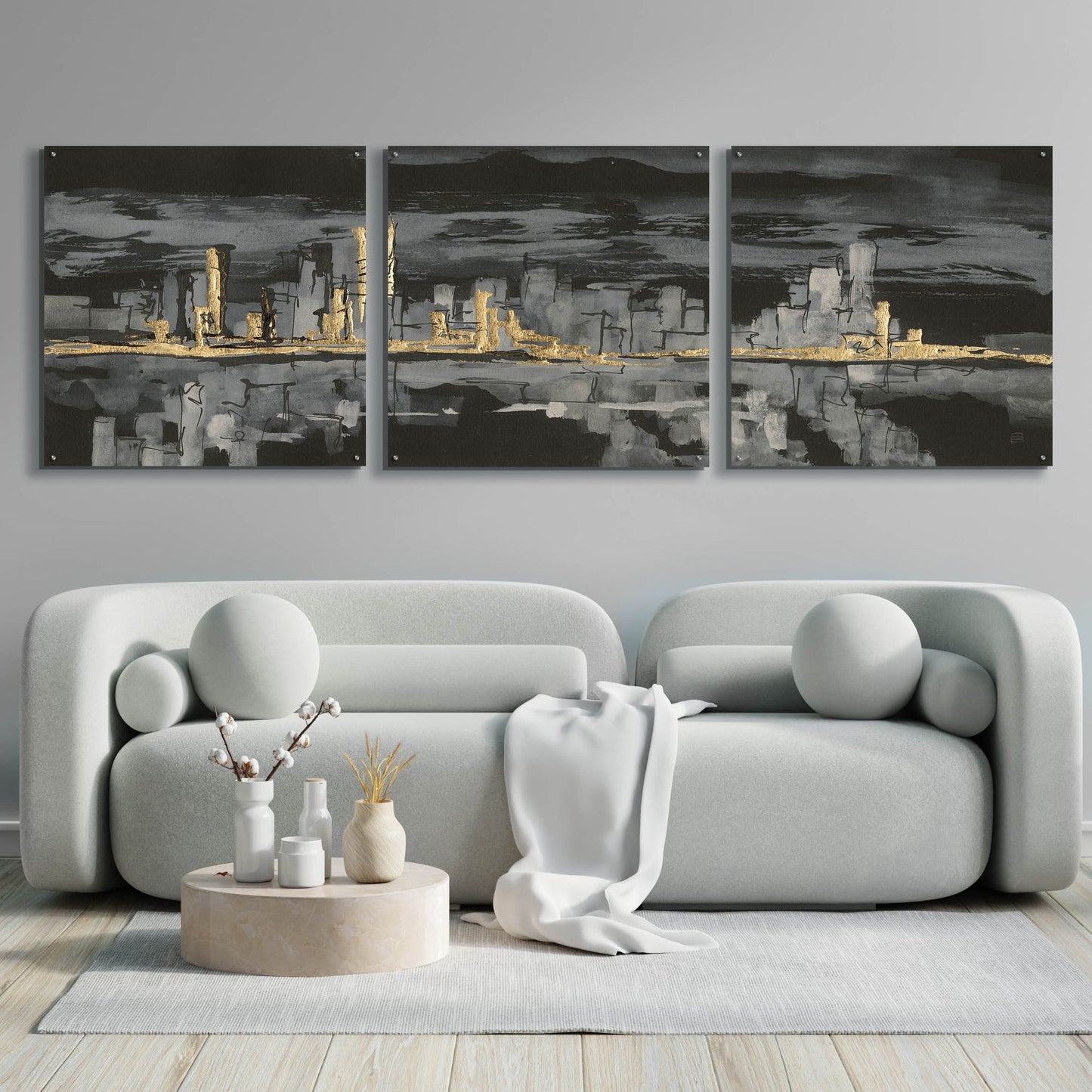 Epic Art 'Urban Gold IV' by Chris Paschke, 3 Piece Set,108x36