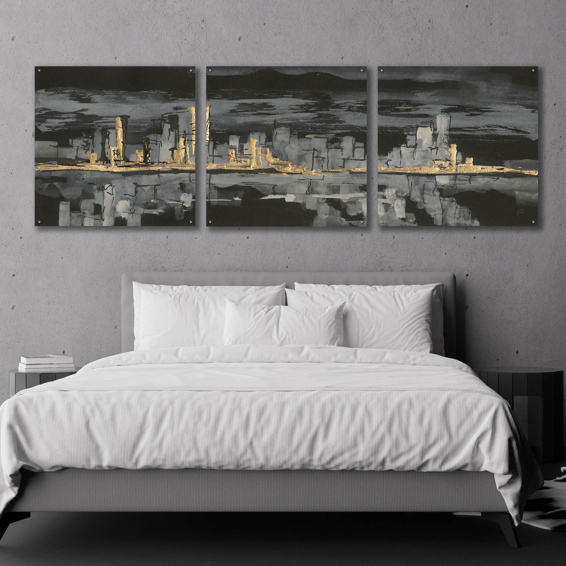 Epic Art 'Urban Gold IV' by Chris Paschke, 3 Piece Set,108x36