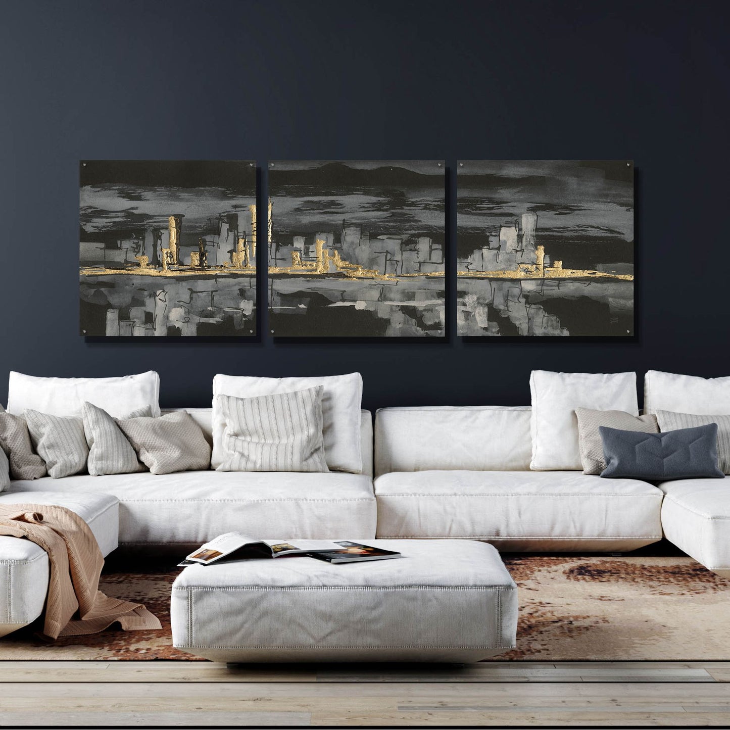 Epic Art 'Urban Gold IV' by Chris Paschke, 3 Piece Set,108x36