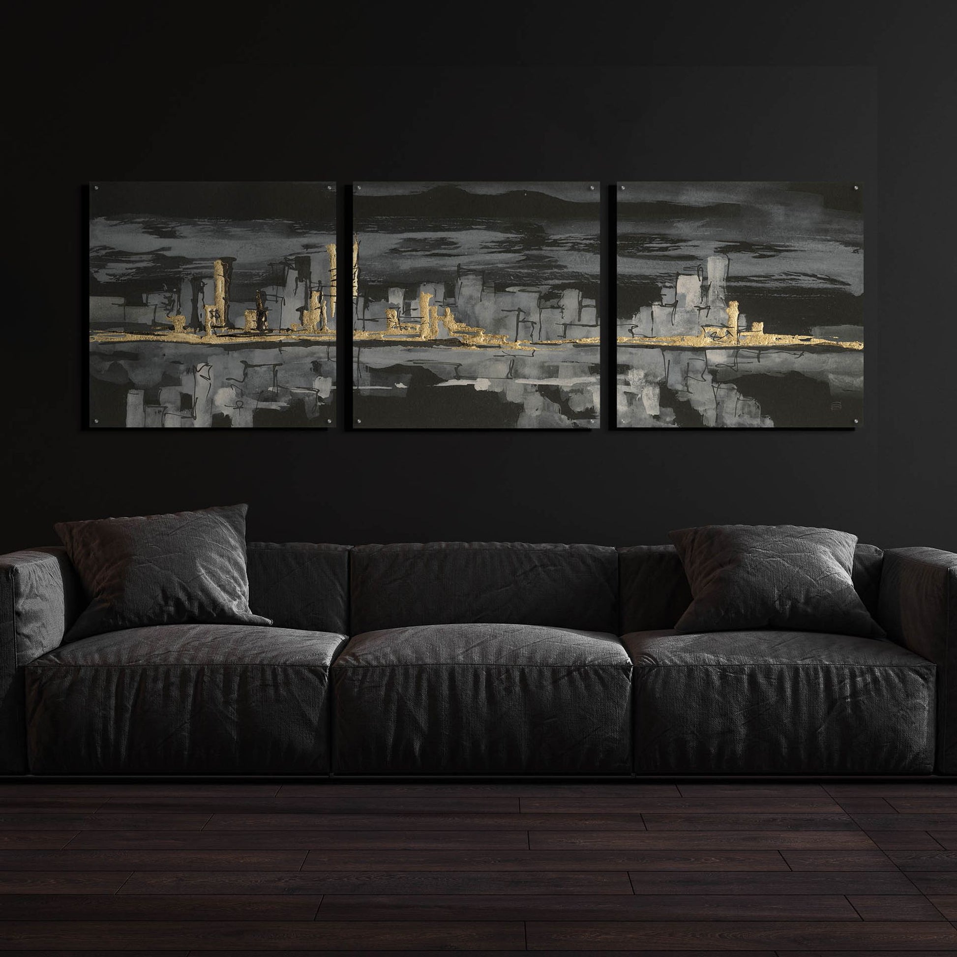 Epic Art 'Urban Gold IV' by Chris Paschke, 3 Piece Set,108x36