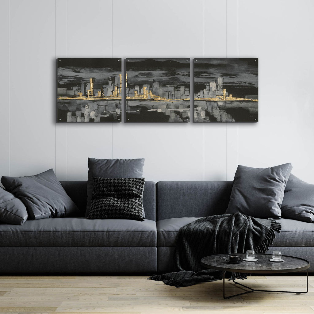 Urban Gold IV by Chris Paschke - 72x24 acrylic wall art in a room