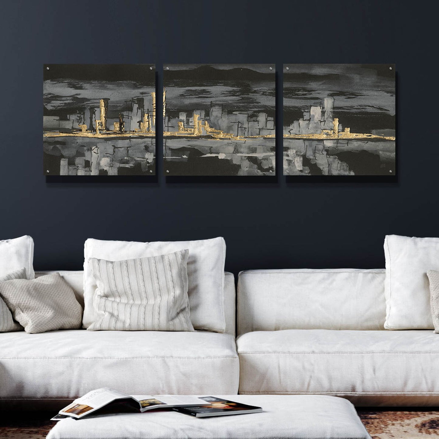 Epic Art 'Urban Gold IV' by Chris Paschke, 3 Piece Set,72x24