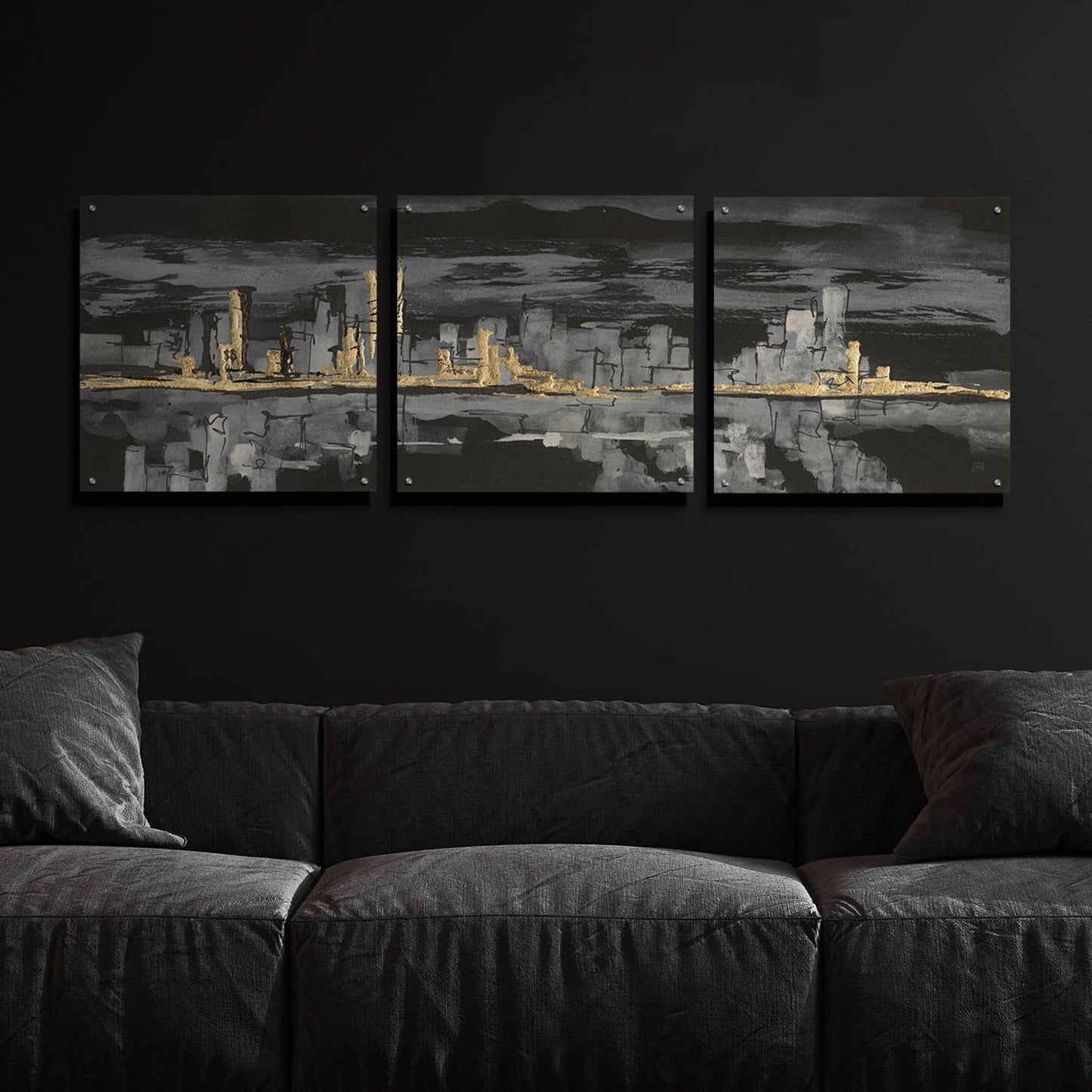 Epic Art 'Urban Gold IV' by Chris Paschke, 3 Piece Set,72x24