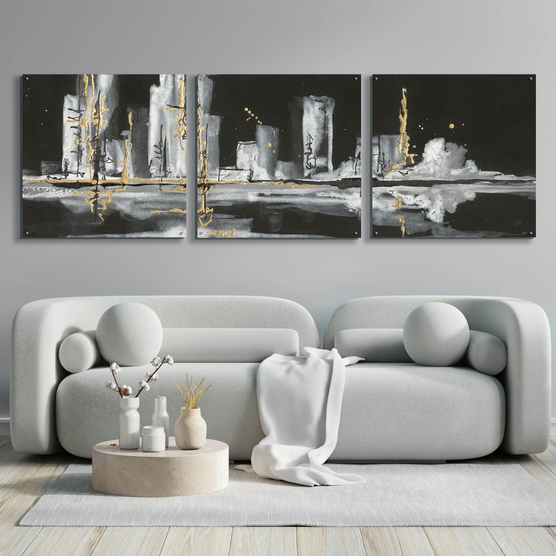 Epic Art 'Urban Gold V' by Chris Paschke, 3 Piece Set,108x36