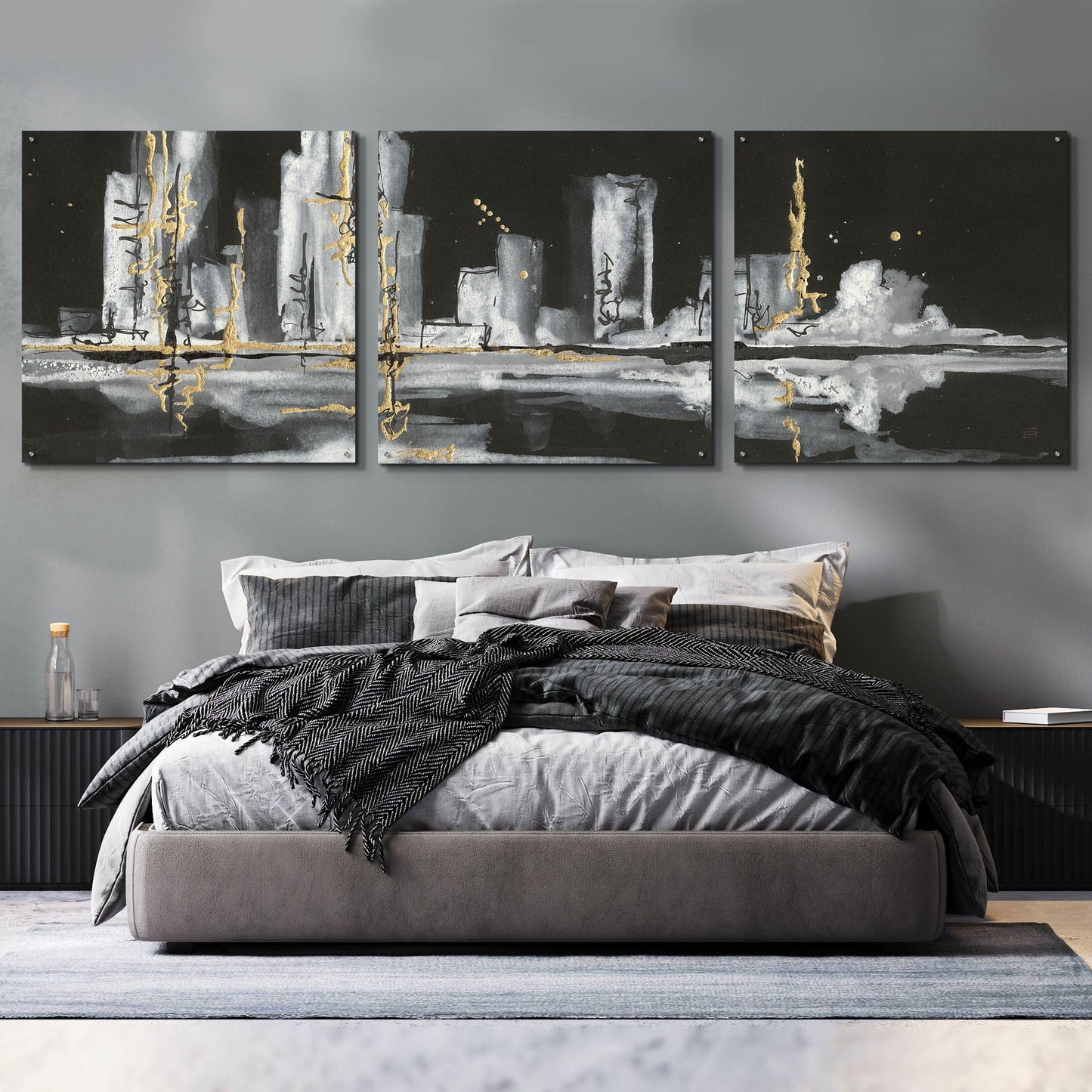 Epic Art 'Urban Gold V' by Chris Paschke, 3 Piece Set,108x36