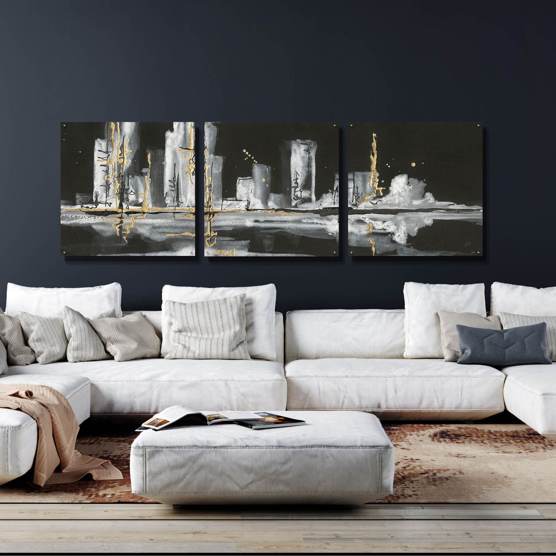 Epic Art 'Urban Gold V' by Chris Paschke, 3 Piece Set,108x36