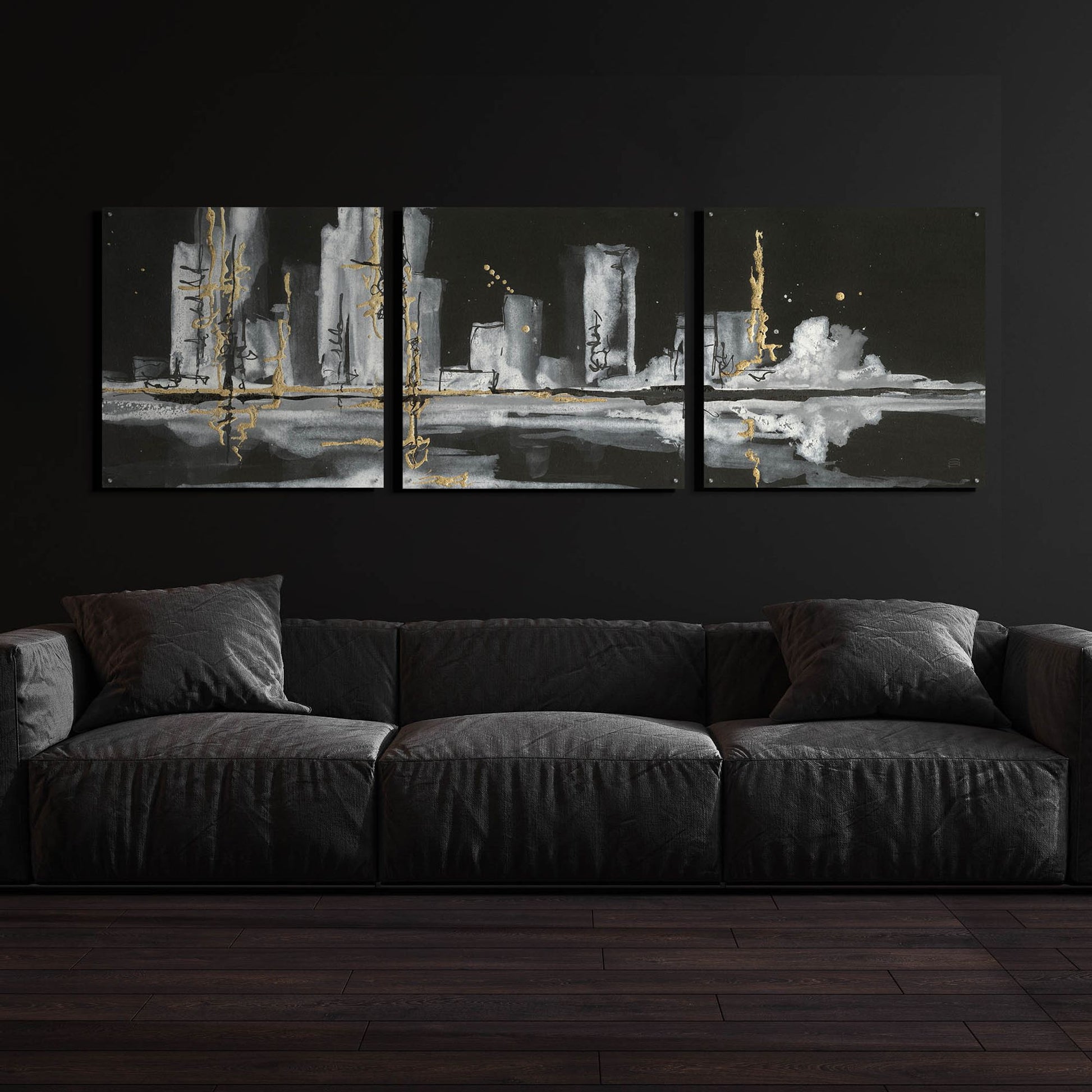 Epic Art 'Urban Gold V' by Chris Paschke, 3 Piece Set,108x36