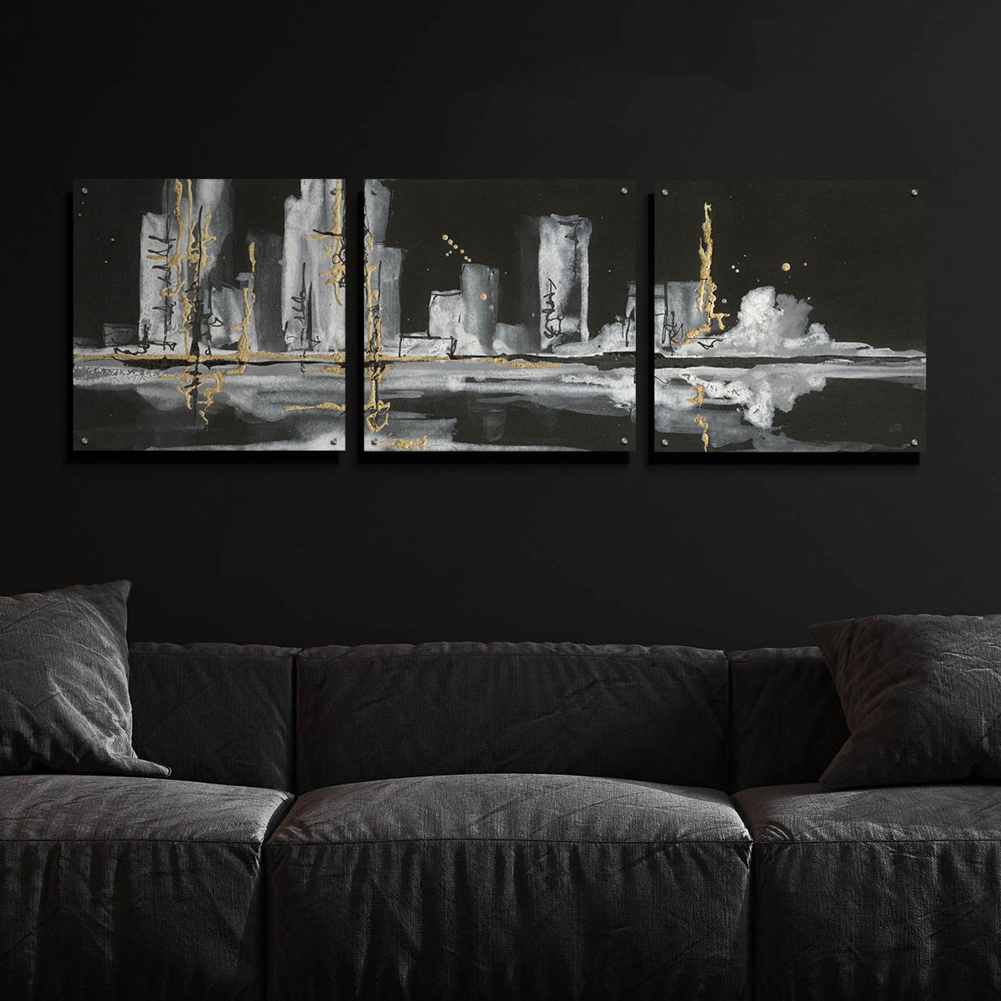 Epic Art 'Urban Gold V' by Chris Paschke, 3 Piece Set,72x24