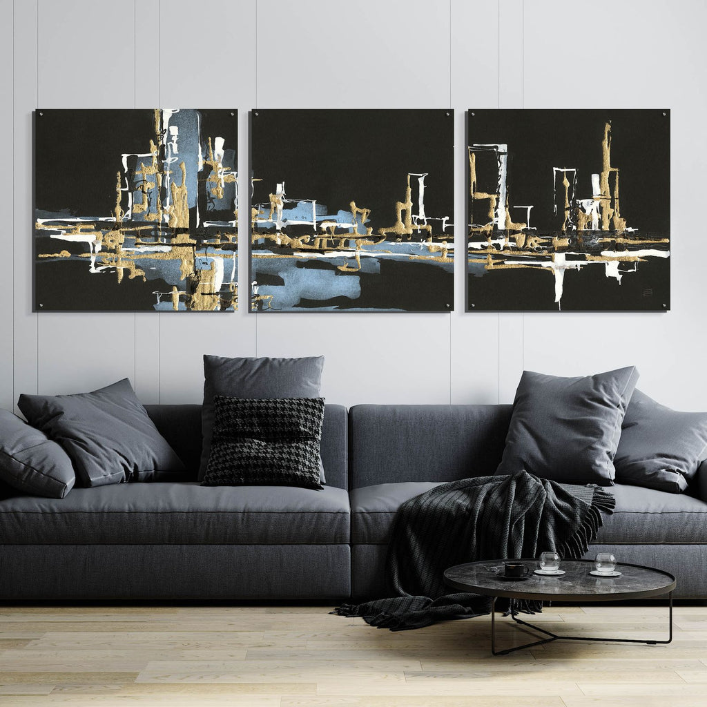 Urban Gold VI by Chris Paschke - 108x36 acrylic wall art in a room